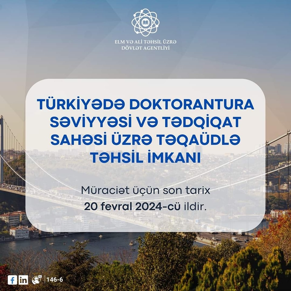 Türkiyənin ali təhsil universitetlərinə təqaüd proqramına sənəd qəbulu başlayıb
