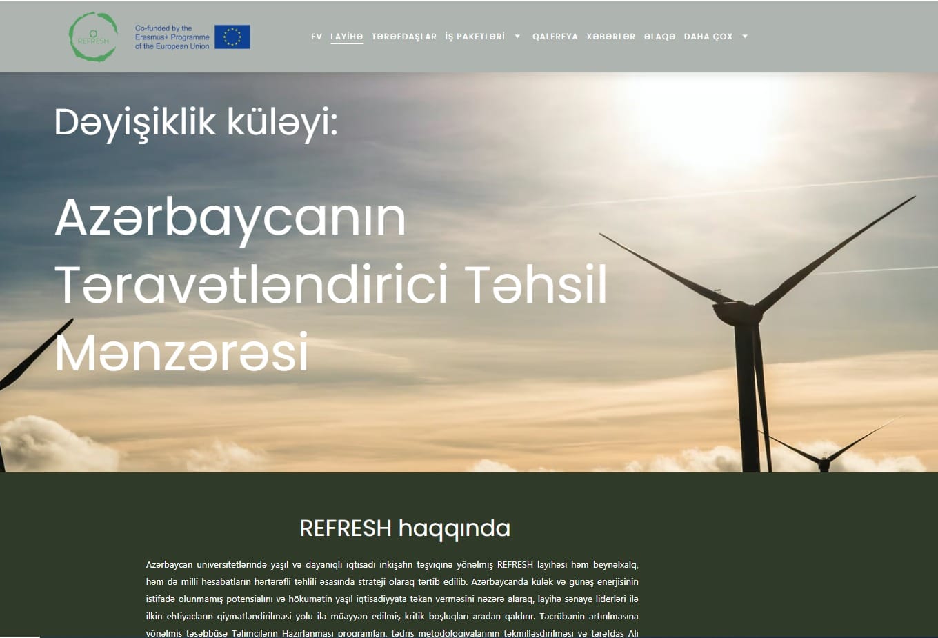 (REFRESH) Erasmus+ KA2 layihəsinin rəsmi veb-saytı istifadəyə verilib